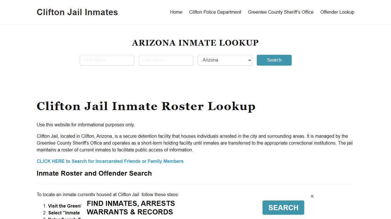 Clifton Jail Inmate Roster, Greenlee County, AZ, Offender Search